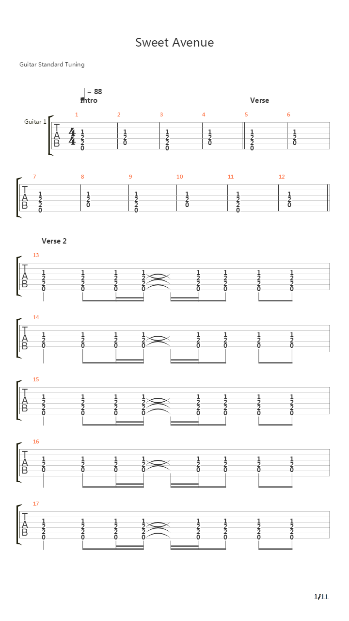 Sweet Avenue吉他谱