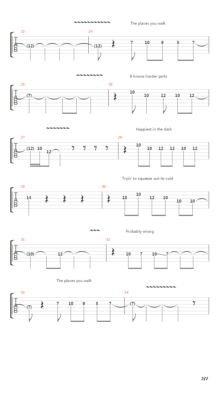 The Places You Walk吉他谱