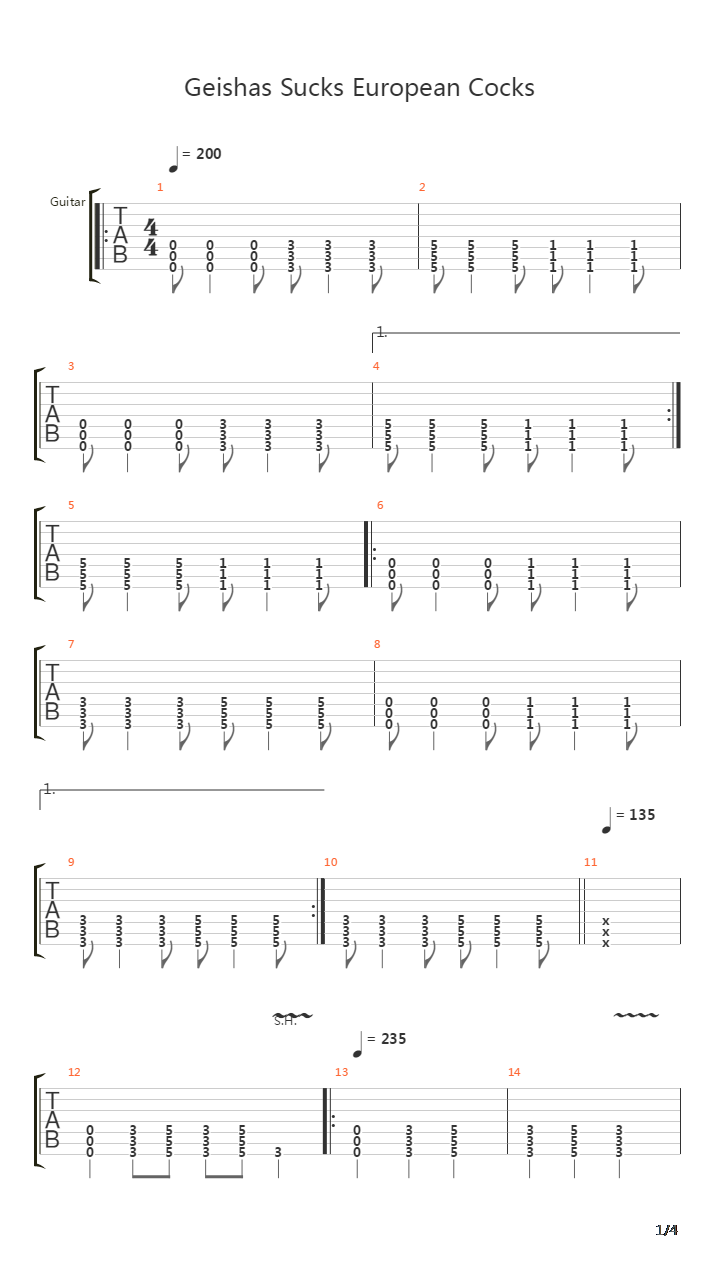 Geishas Sucks European Cocks吉他谱