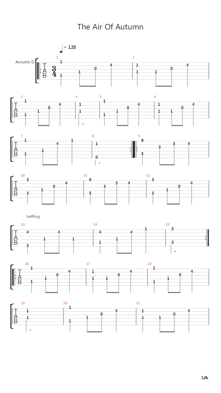 The Air Of Autumn吉他谱