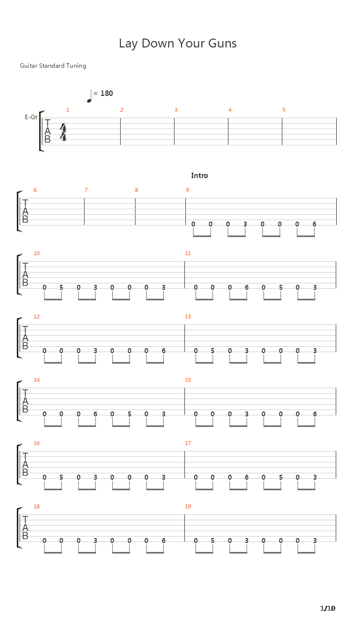 Lay Down Your Guns吉他谱