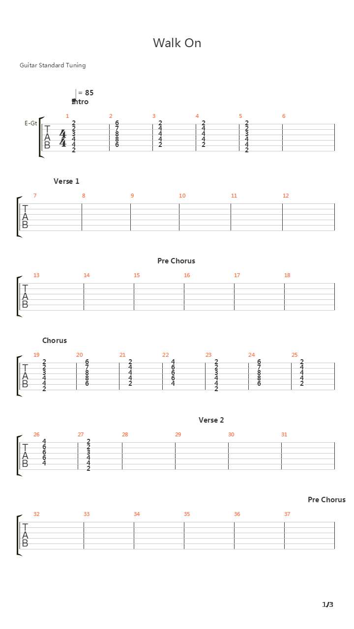 Walk On吉他谱