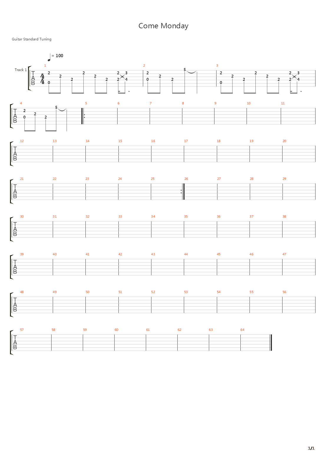 Come Monday吉他谱