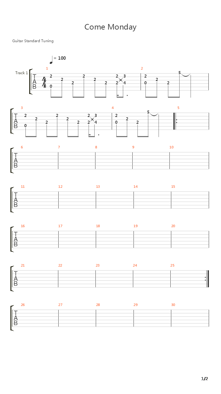 Come Monday吉他谱
