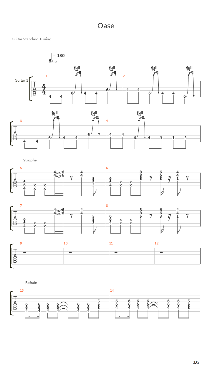 Oase吉他谱