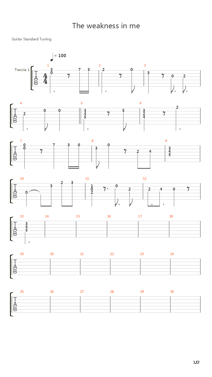 The Weakness In Me吉他谱