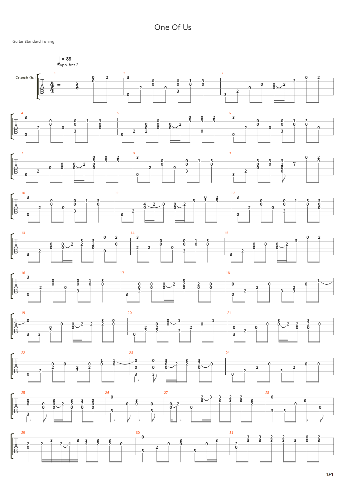 One Of Us吉他谱