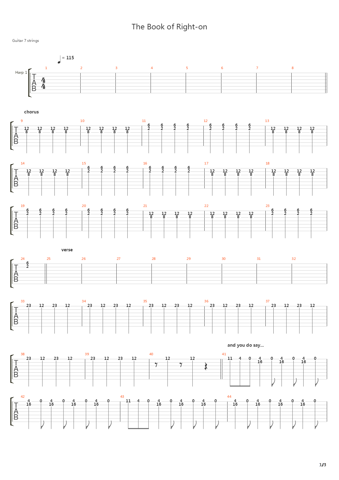 The Book Of Right-On吉他谱