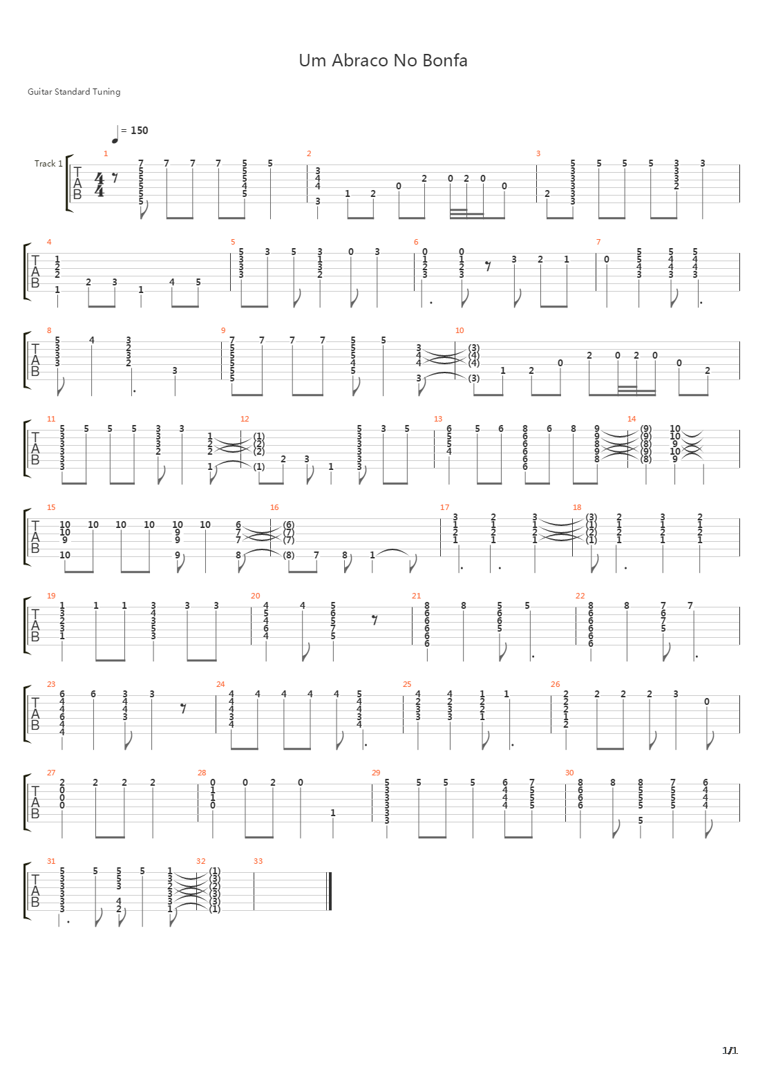 Un Abraco No Bonfa吉他谱