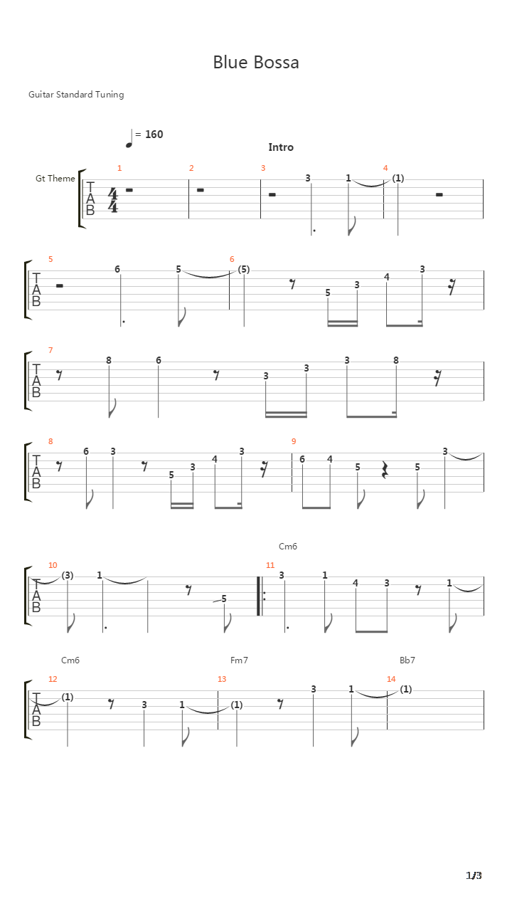Blue Bossa吉他谱