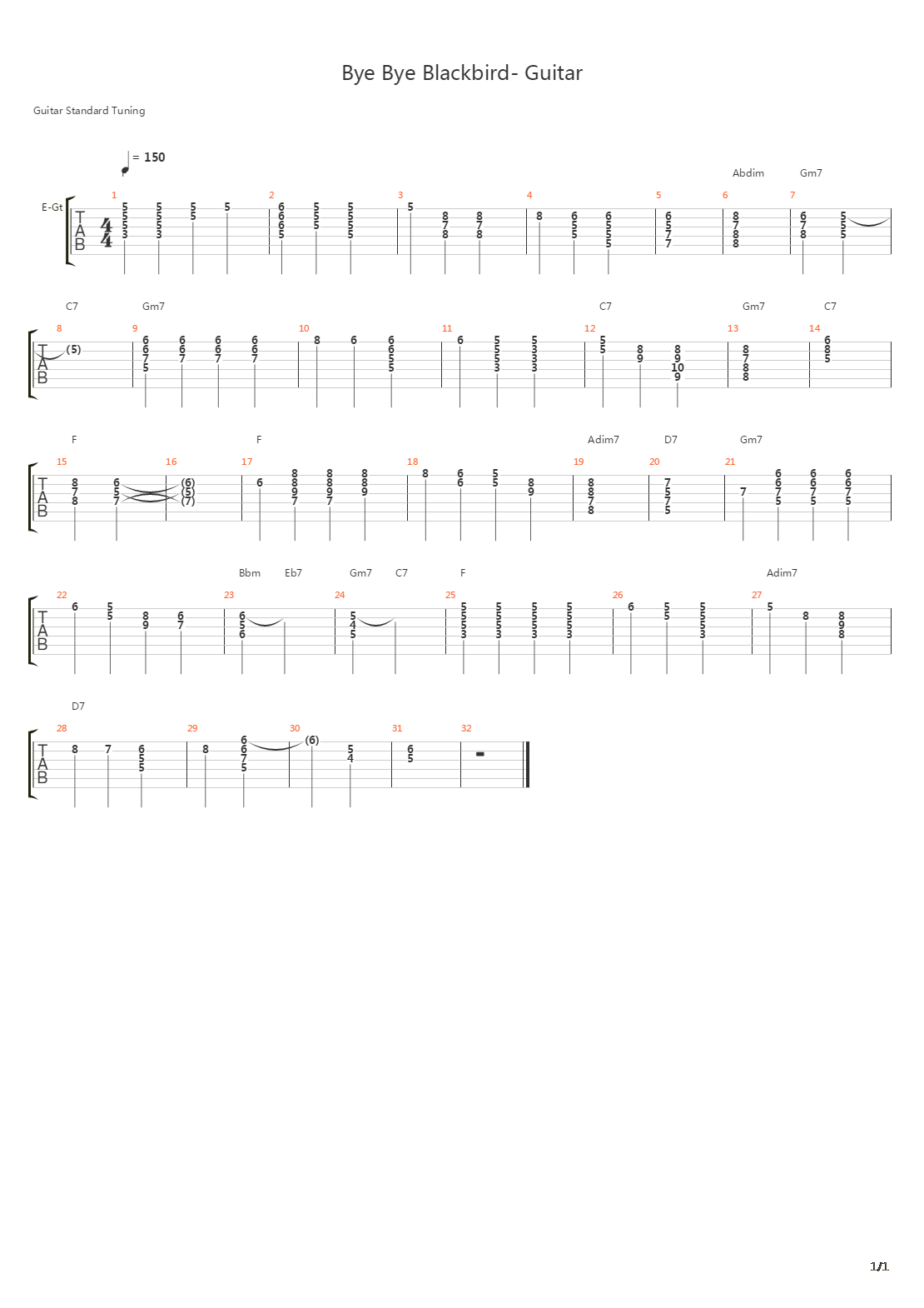 Bye Bye Blackbird吉他谱