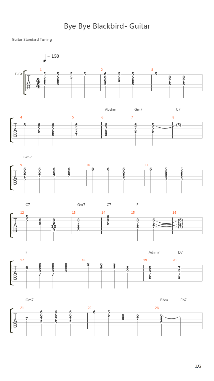Bye Bye Blackbird吉他谱