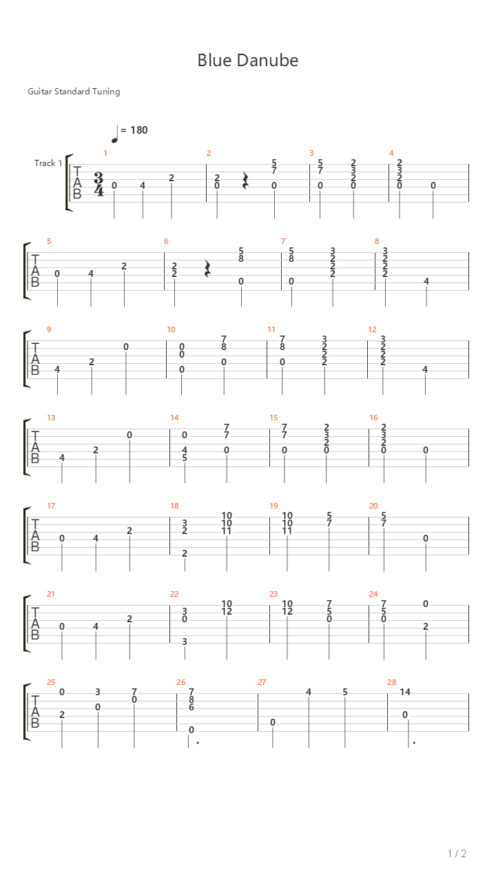 The Blue Danube（蓝色多瑙河）吉他谱