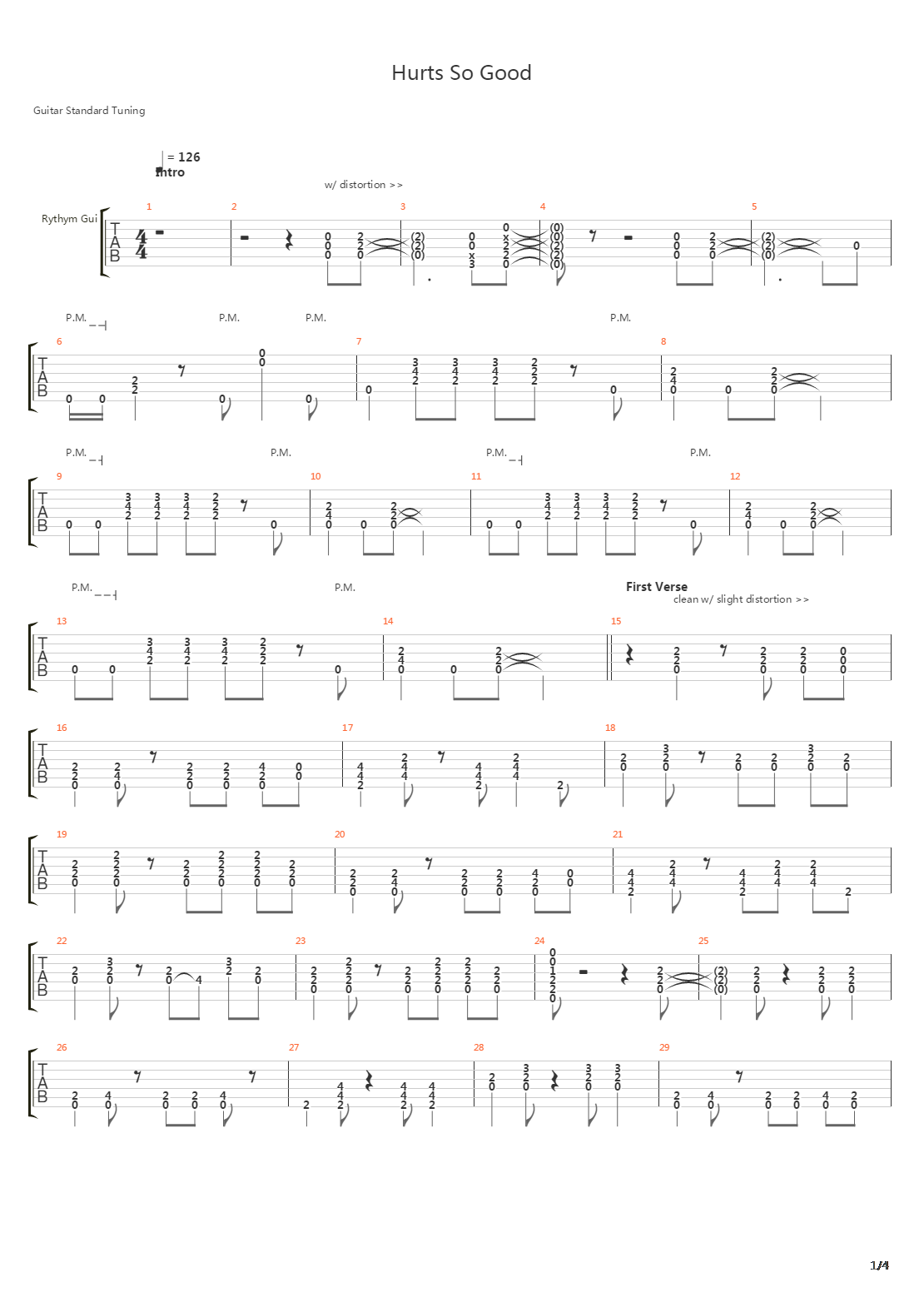 Hurts So Good吉他谱
