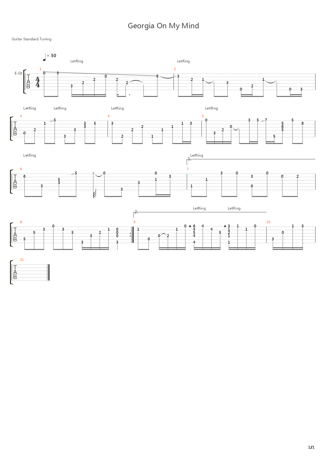 Georgia On My Mind吉他谱