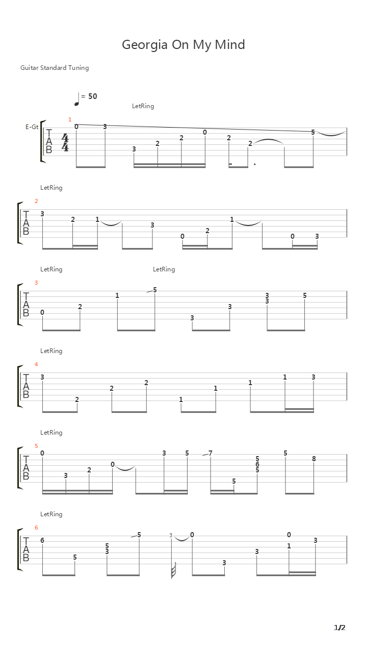 Georgia On My Mind吉他谱