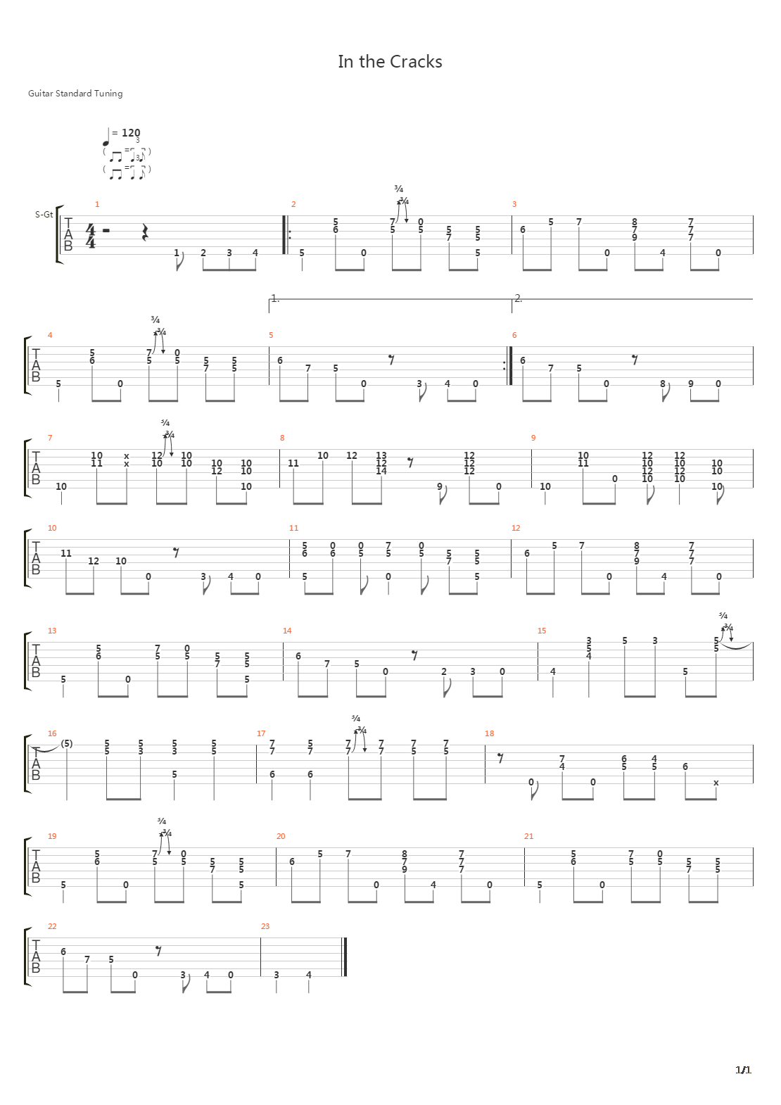 In The Cracks吉他谱