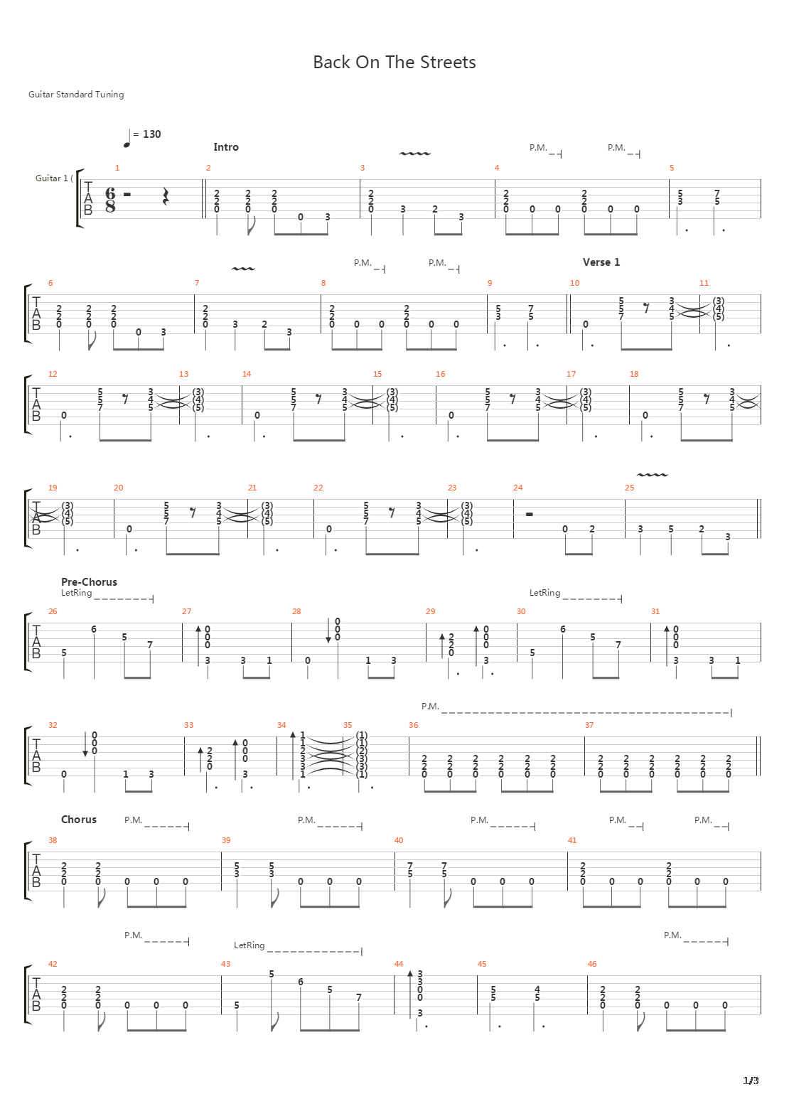 Back On The Streets吉他谱