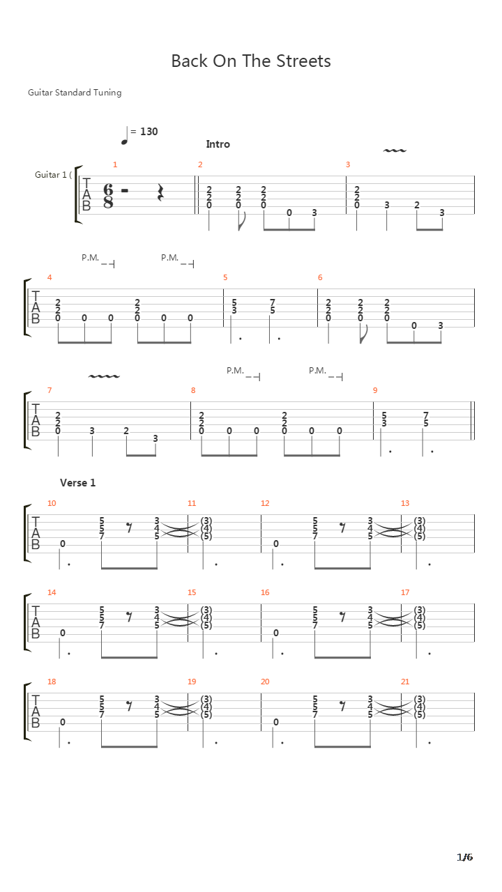 Back On The Streets吉他谱