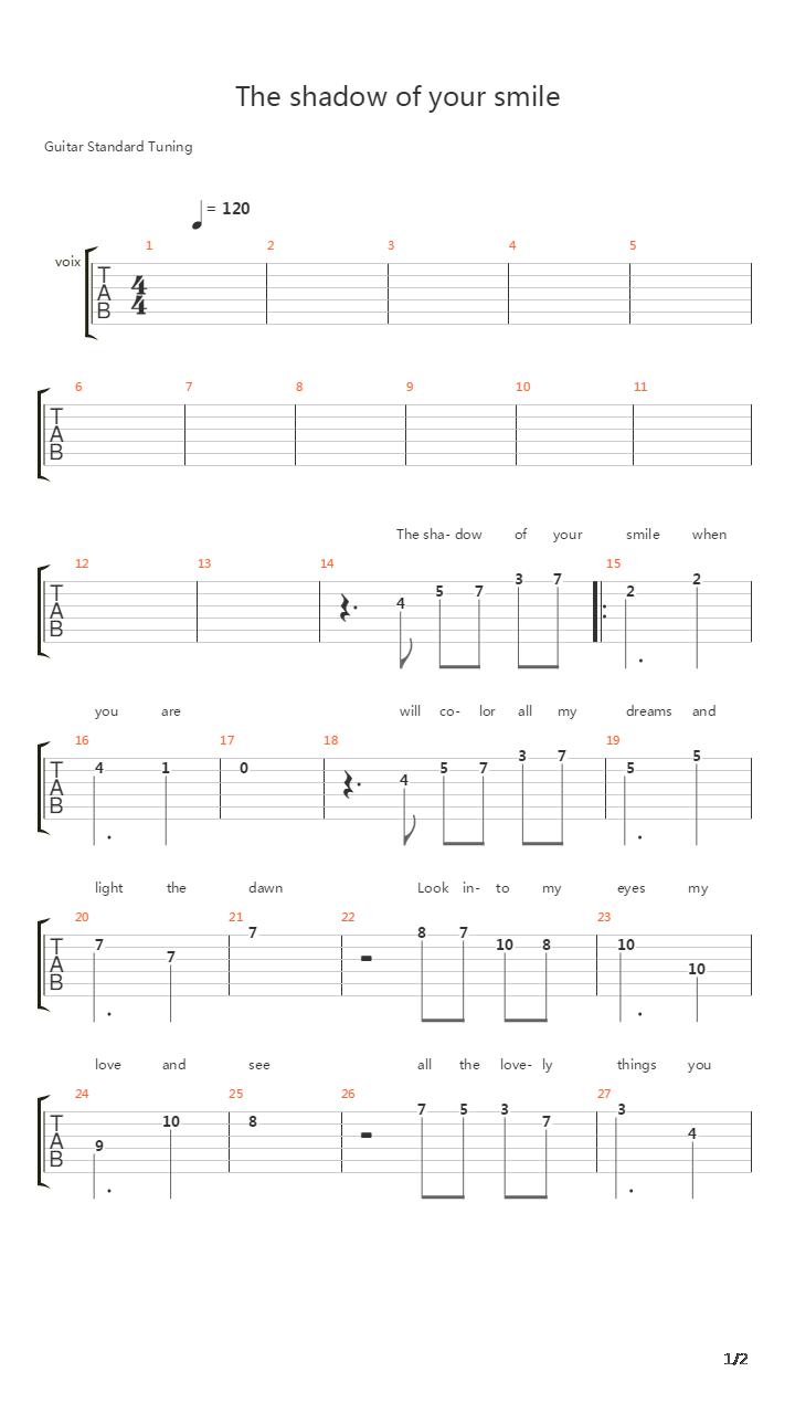 The Shadow Of Your Smile吉他谱