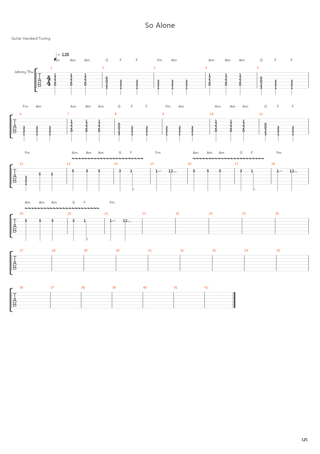 So Alone吉他谱