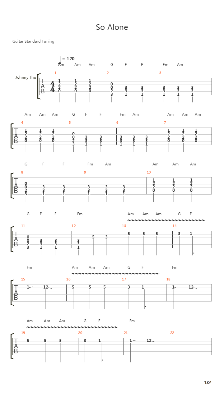 So Alone吉他谱
