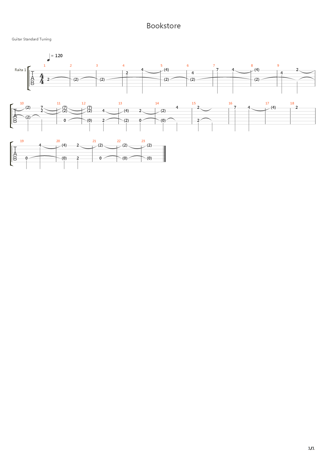 Bookstore吉他谱