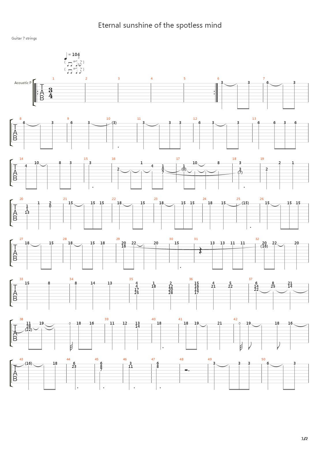 Eternal Sunshine Of The Spotless Mind吉他谱