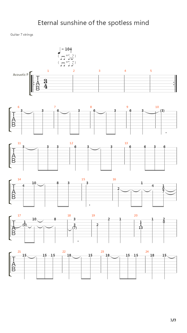 Eternal Sunshine Of The Spotless Mind吉他谱