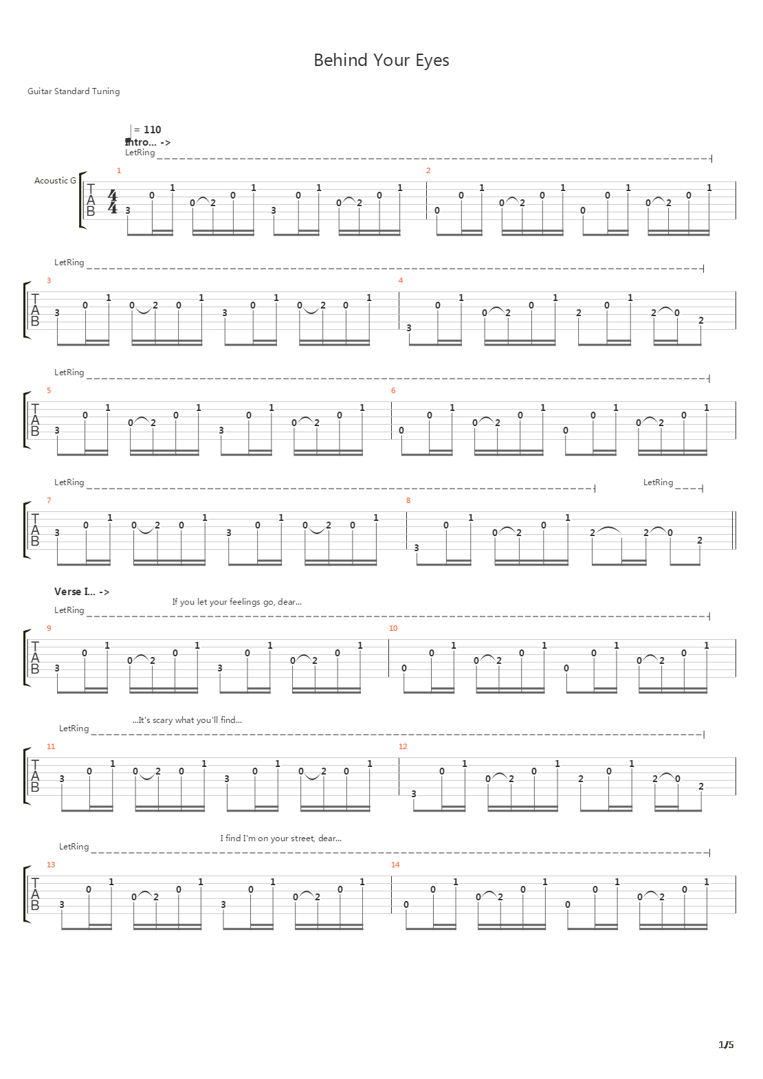Behind Your Eyes吉他谱