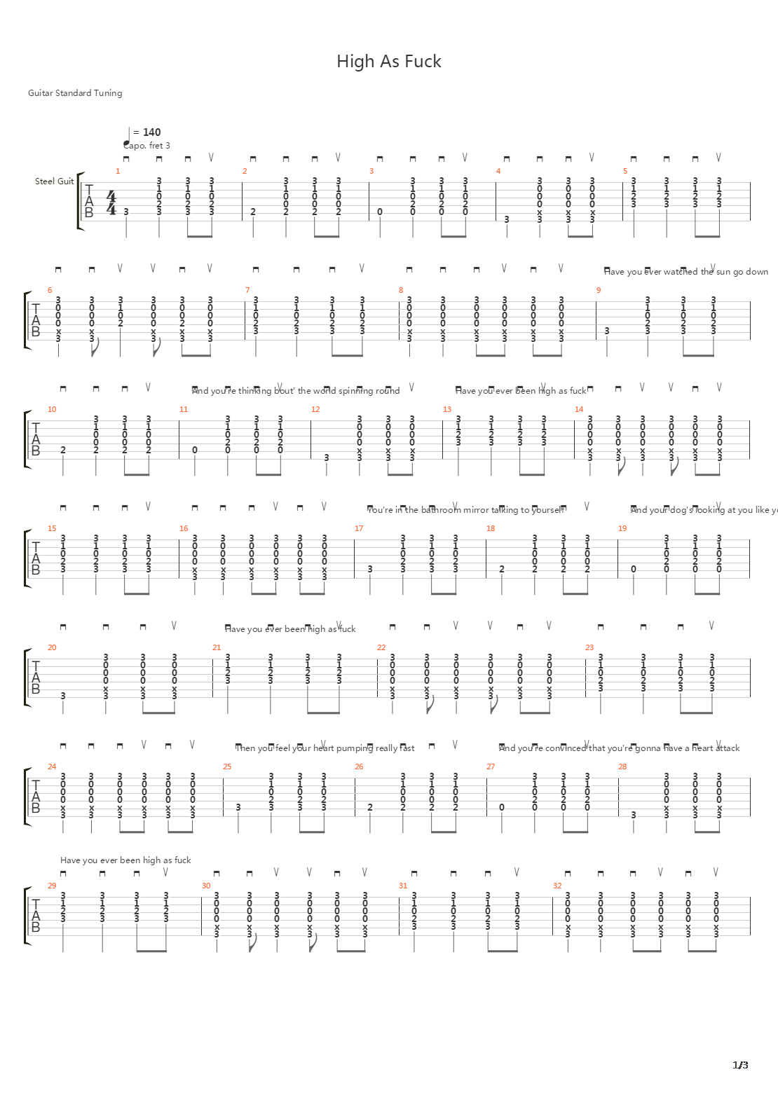 High As Fuck吉他谱