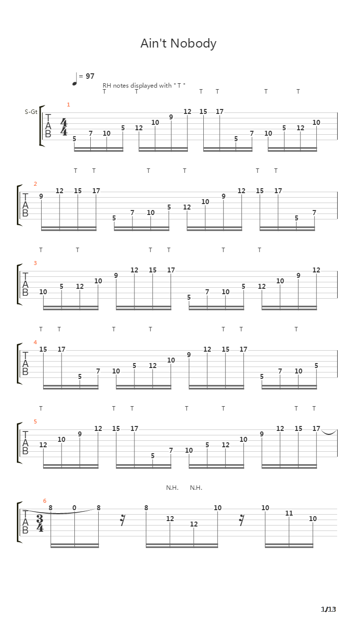 Aint Nobody吉他谱