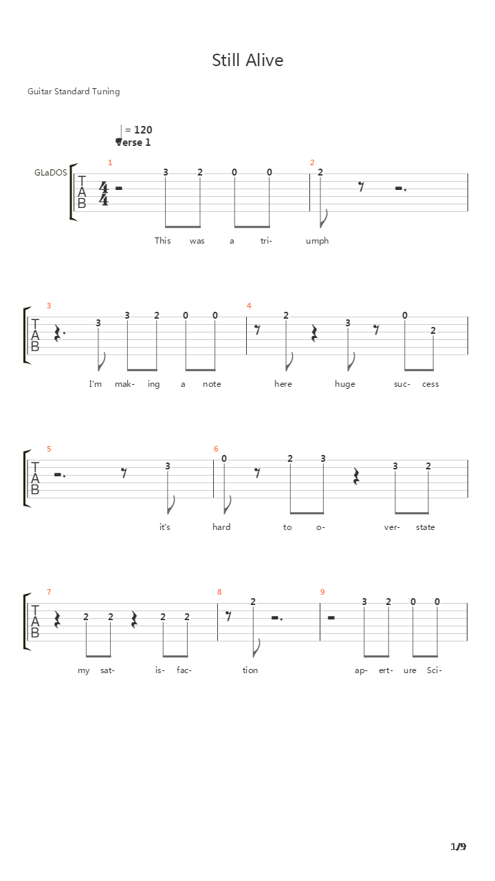 Still Alive吉他谱