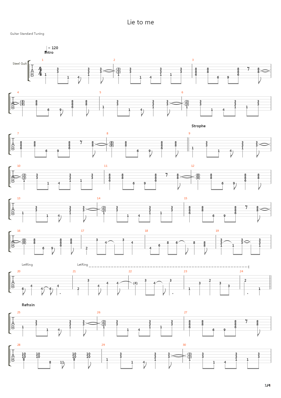 Lie To Me吉他谱