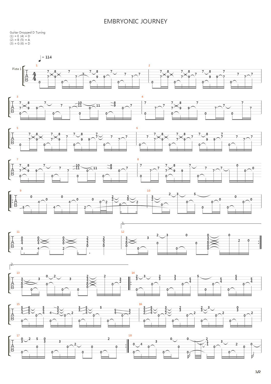 Embryonic Journey吉他谱