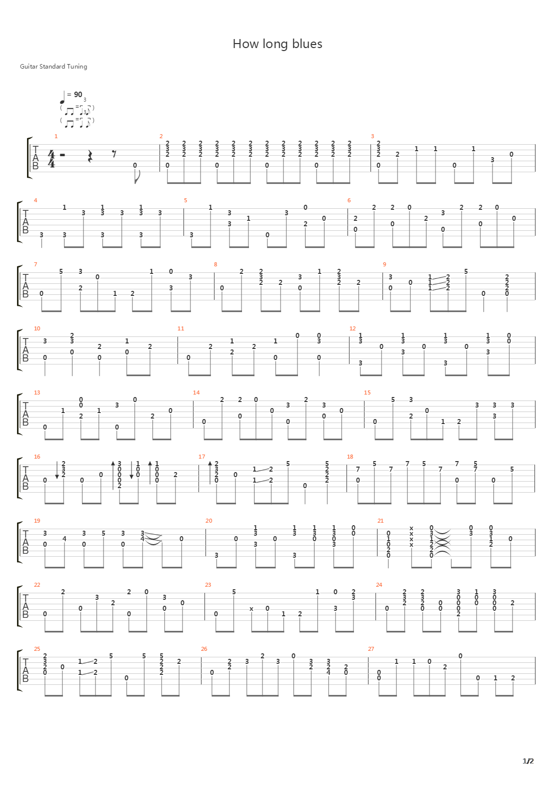 How Long Blues吉他谱