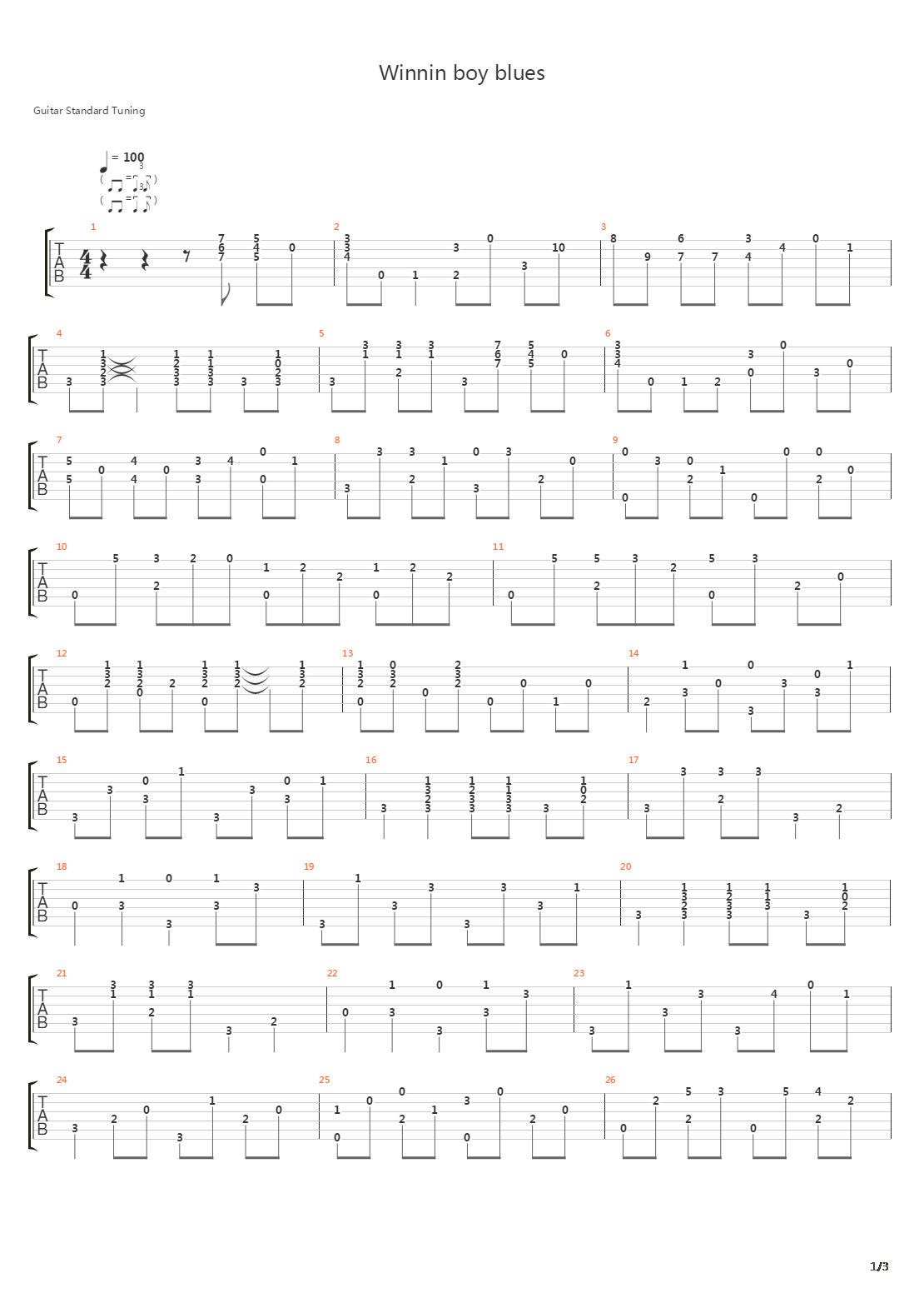 Winnin Boy Blues吉他谱