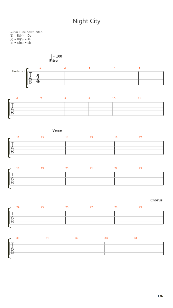 Night City吉他谱