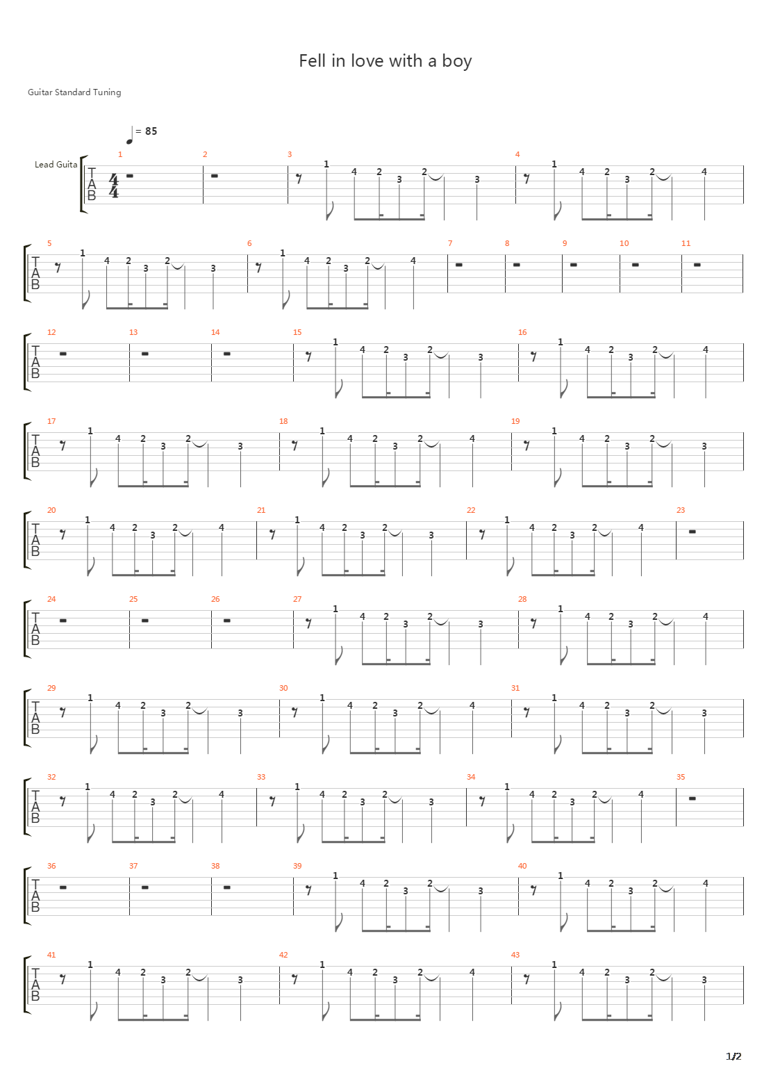 Fell In Love With A Boy吉他谱