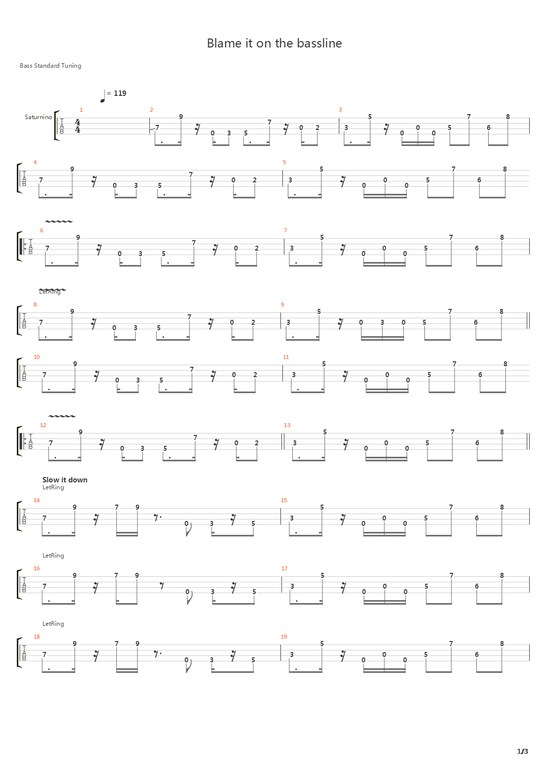 Blame It On The Bassline吉他谱
