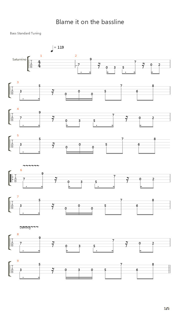 Blame It On The Bassline吉他谱