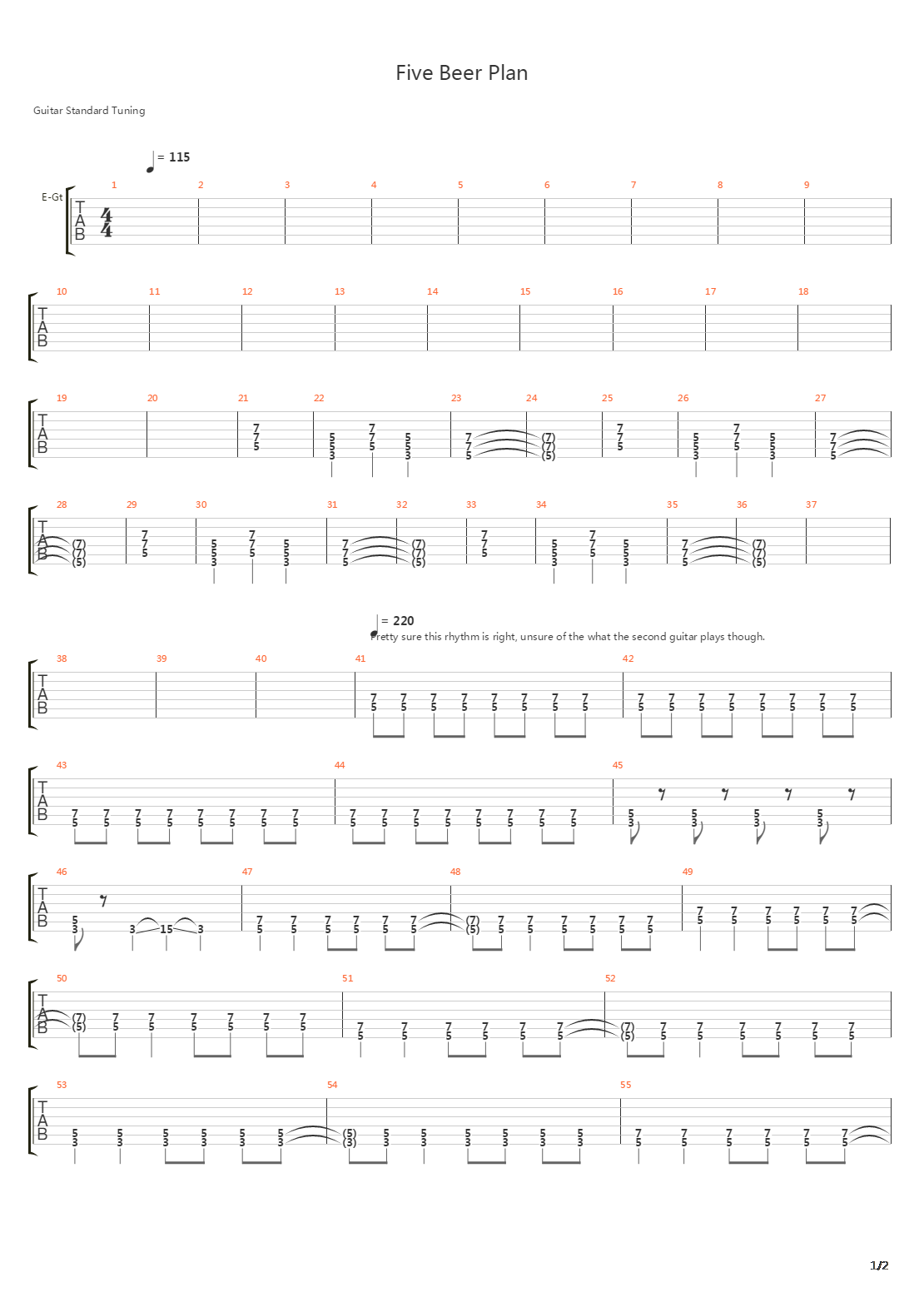 Five Beer Plan吉他谱