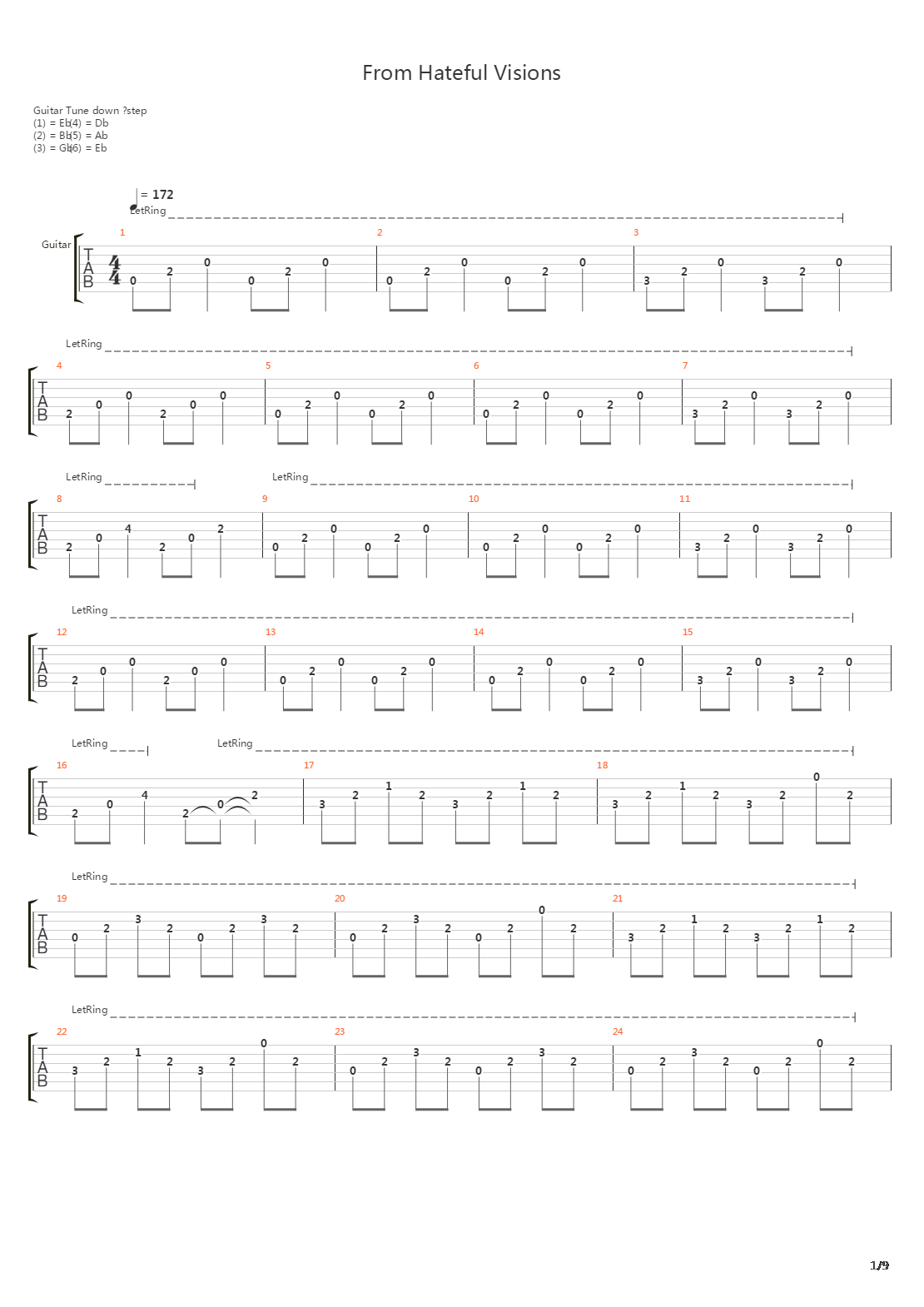 From Hateful Visions吉他谱