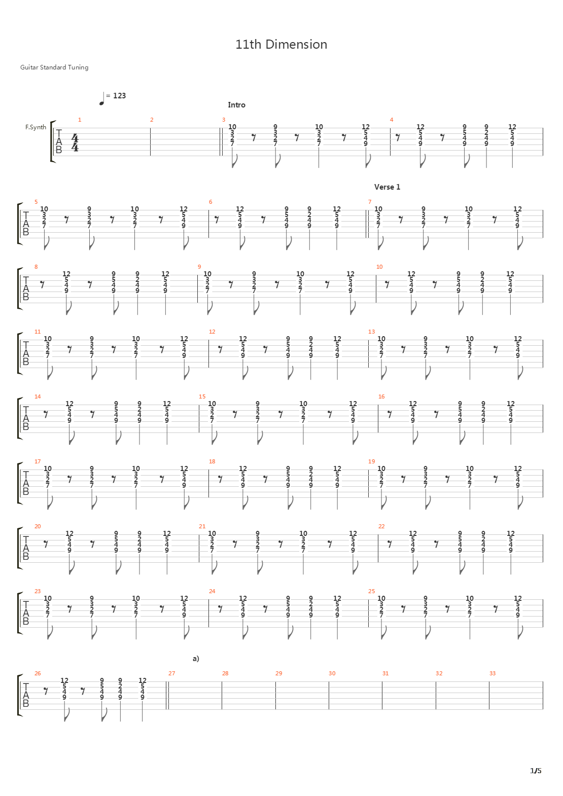 11th Dimension吉他谱