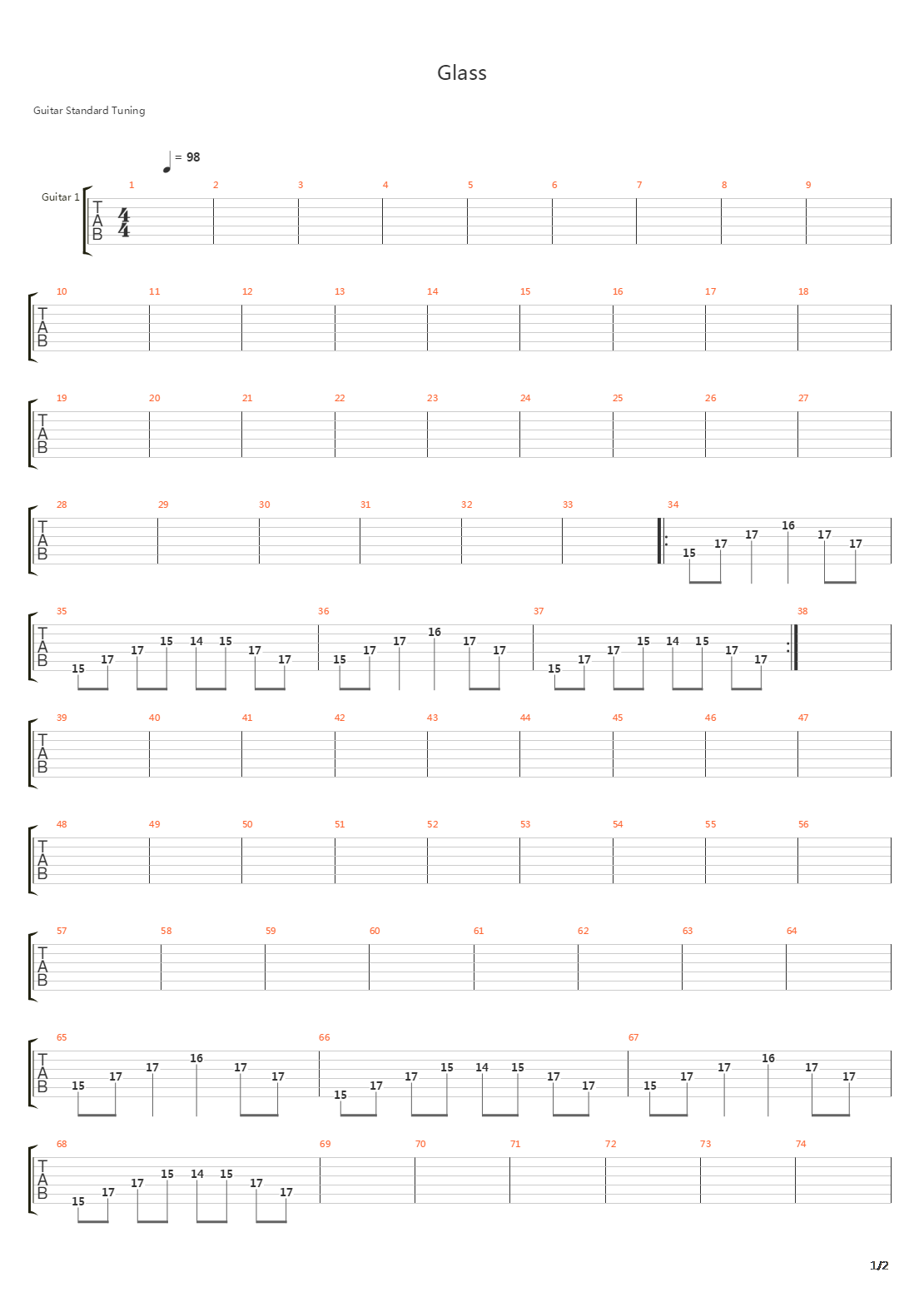 Glass吉他谱