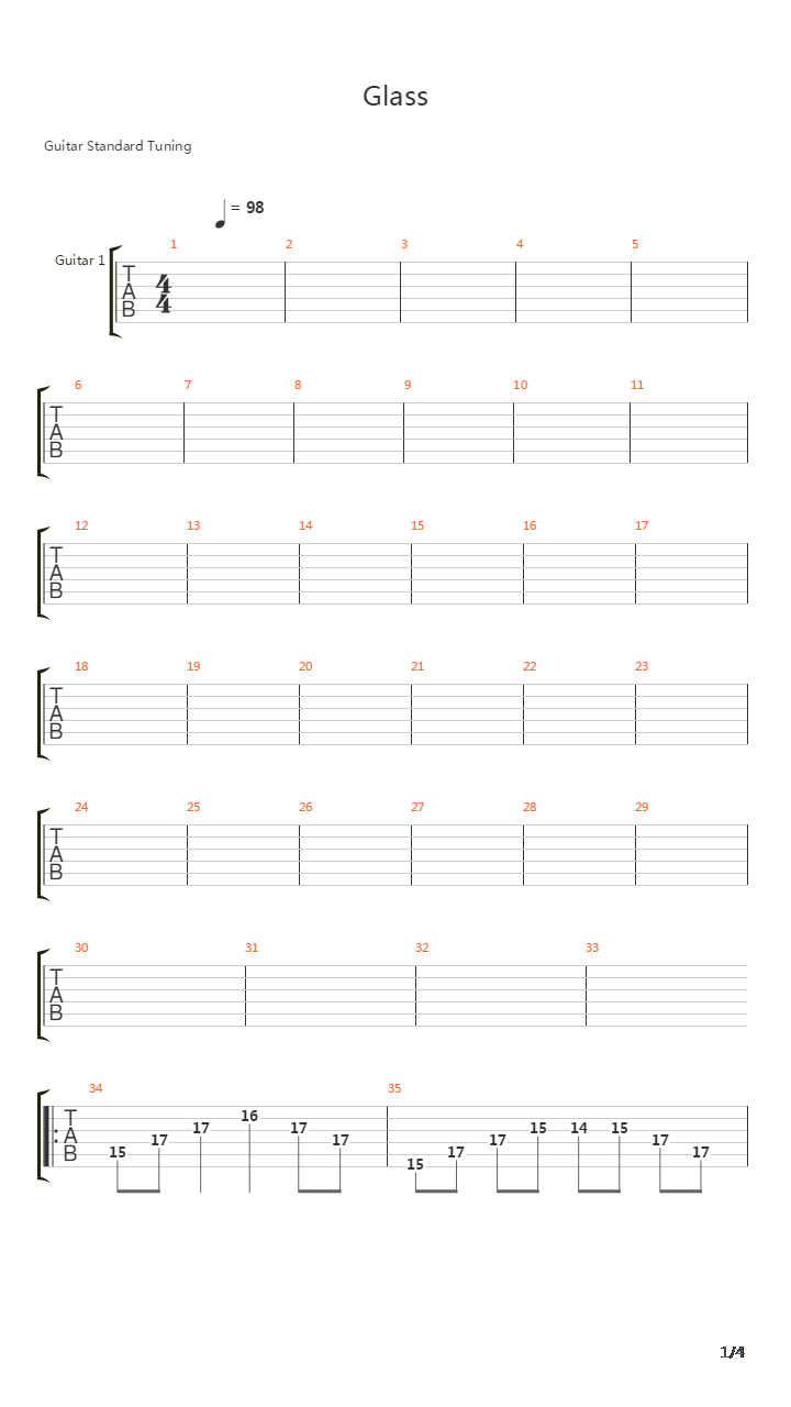 Glass吉他谱