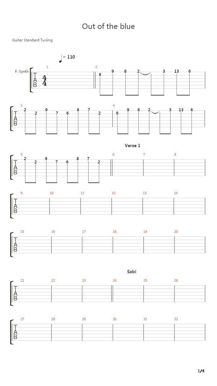 Out Of The Blue吉他谱
