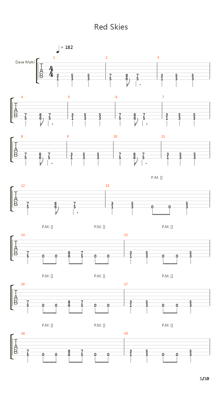 Red Skies吉他谱