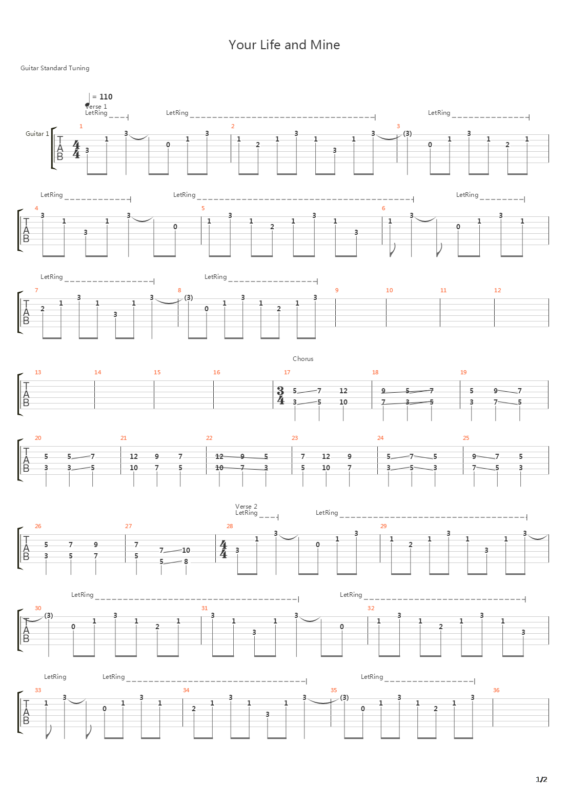 Your Life And Mine吉他谱