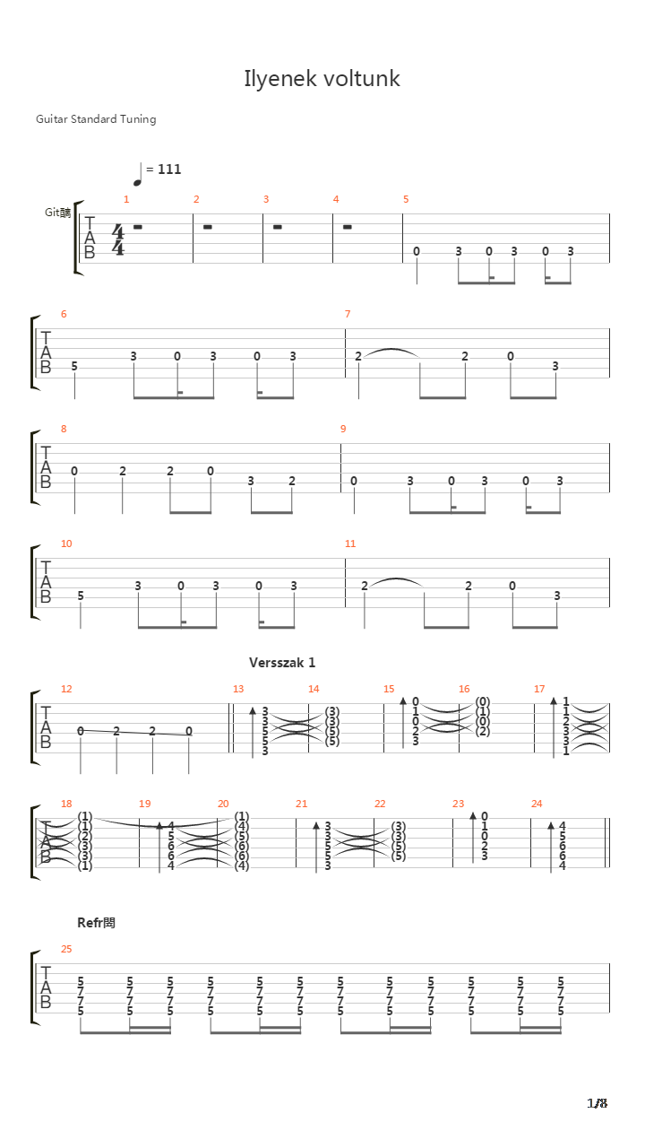 Ilyenek Voltunk吉他谱